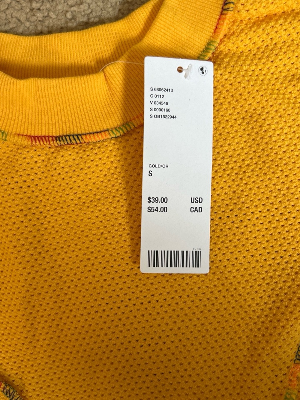 BDG Yellow Cropped Mesh Top with Multicolor Contrast Stitching - Picture 3 of 5